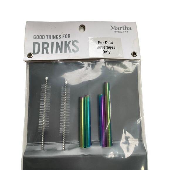 NWT Martha Stewart Good Things Stainless Steel Beverage Straw Rainbow Iridescent - Picture 1 of 8